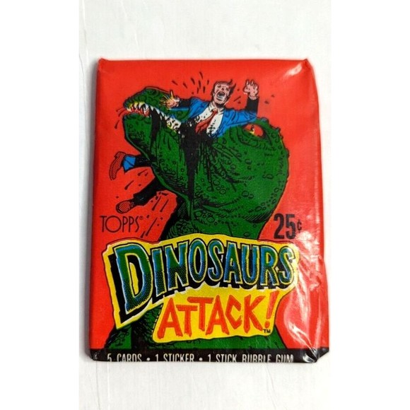 3 Packs of 1988 Topps Dinosaurs Attack Cards - Sealed Wax PACKS Trading Vintage - Picture 5 of 8